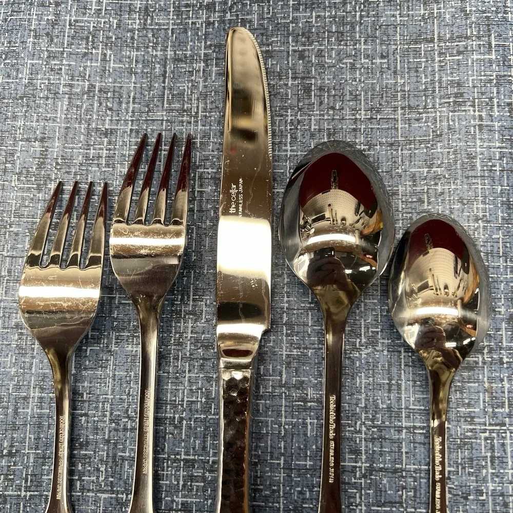 Tools of the Trade TOT25 Flatware Hammered 5 Piece Place Setting Stainless Japan
